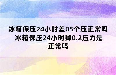 冰箱保压24小时差05个压正常吗 冰箱保压24小时掉0.2压力是正常吗